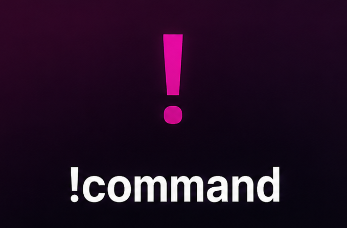 A custom Twitch chat command, shown as the !command trigger viewers type